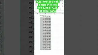 Excel Phone Number Trick 📱 | +91 / 0 Automatically Add ✔️| Mobile Number Trick 🔥| Super Easy Trick 🚀