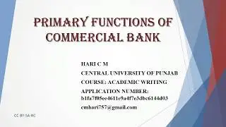 Primary functions of Commercial Banks