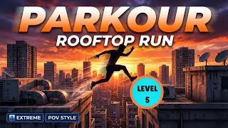 ROOFTOP PARKOUR RUN 🏙️ Immersive Interactive Warm Up | POV Obstacle Course | Level 5