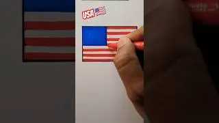 USA 🇺🇸 Flag drawing #shorts #flag #usa #youtubeshorts