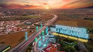 Vista aérea Supercharger Manzanares, Ciudad Real - Hotel El Cruce - 4K HDR