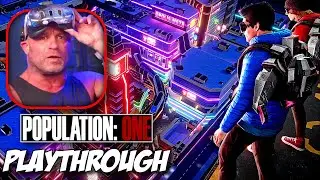 Matt Serra plays POPULATION ONE on the VR headset.
