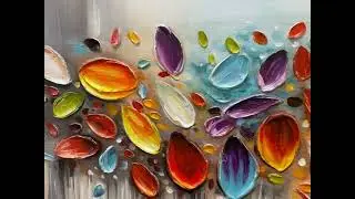 Large 3D Textured Floral Oil Painting on Canvas, Boho Wall Decor, Colorful Flower Petals Painting