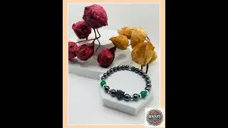 Mens Jewelry Black Panther Hematite Bracelet with Green Jade Gemstone Beads, Gifts for Her, Gift ...