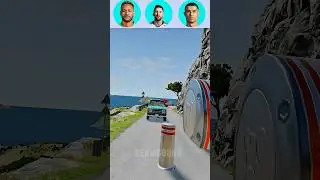 Neymar Jr & Lionel Messi Vs Cristiano Ronaldo - GiantBollard #39 #beamngdrive #ronaldo