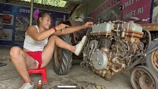 Talented 18-Year-Old Genius Girl Repairs and Rebuilds a Broken Old Tractor Engine . Amazing
