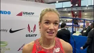 Ханна Натталл отреагировала на второе место в забеге на 3000 метров на соревнованиях Millrose Games.