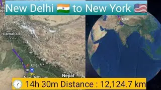 New Delhi to New York Flight Route Map