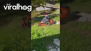 Lawn Mower Takes a Swim || ViralHog