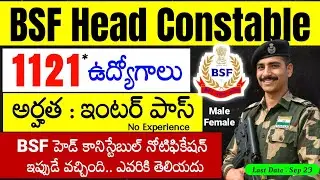 BSF హెడ్ కానిస్టేబుల్ నోటిఫికేషన్ విడుదల - 1121 ఉద్యోగాలు | అర్హత : ఇంటర్ పాస్ | BSF HC RO & RM 2025