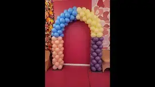 Party #291, Spring Colors 6th Birthday Party Balloon Arch Decoration