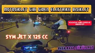Sym jet x 125 cc ve 1000w Mid drive motor 25 amper bataryalı Elektrikli bisiklet ile akşam s&uuml;r&uuml;ş&uuml;