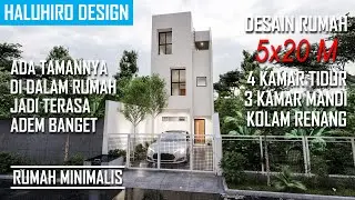 Desain Rumah Minimalis 5x20 Meter 3 Lantai 4 Kamar Tidur 3 Kamar Mandi | ADA KOLAM RENANGNYA!!!