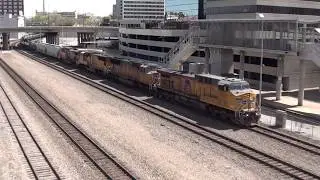 UP #7100 leads WB Ethanol Train. Kansas City, MO 4/13/19