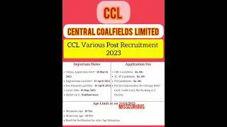 Central Coalfields Limited CCL Various Post Recruitment 2023 #ccl #new#shorts #job#viral #trending