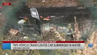 Car submerged in water following accident in Virginia Beach