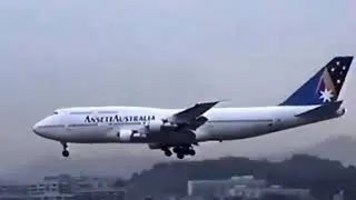Kai Tak Landing - Ansett Australia Boeing 747-312 - AN887 SYD-HKG