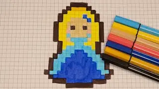 DIY Handmade Drawing Pixel Art | How to draw a cute Winter Princess | Draw with Me
