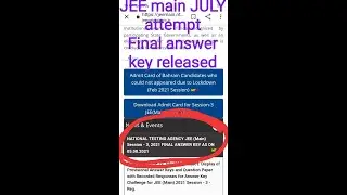 Jee main 2021 big update || final answer key released💯💯
