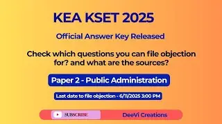 KEA KSET 2025 Paper 2 Public Administration  official Answer Key Released | File these objections