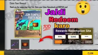 Garena FREE FIRE REDEEM CODE 26 June AUG SKIN AND GLOO WALL SKIN