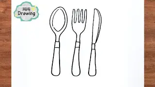 How To Draw a Cutlery | Kitchen Utensils Drawing Step by Step