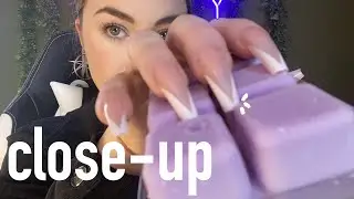 ASMR: Close up tapping & scratching on GIVEAWAY items! Wax sounds, glass sounds, textured scratching