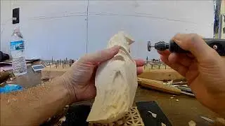 Carving a Wizard with power and hand tools