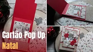 Cartão pop up poinsétia com bolso | DIY papel artesanato