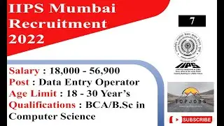 IIPS Mumbai Recruitment 2022 | Data Entry Jobs