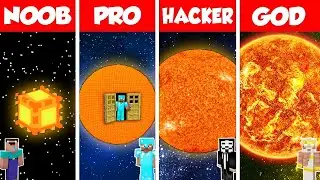 Minecraft Battle: NOOB vs PRO vs HACKER vs GOD: INSIDE SUN PLANET HOUSE BUILD CHALLENGE / Animation