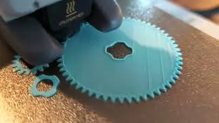 The Bambu Lab A1 Mini 3D-printing gear wheels for a #Stemfie3D project