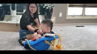 Esme & baby J with swing