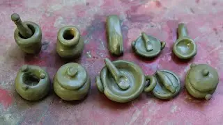 Amazing technique make handmade kitchen set with clay | miniature clay kitchen set | kitchen tools