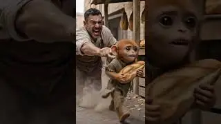 Poor monkey stole Bread #cute #sad #ai #Shorts #ytshorts #viral #hungrymonkey #Sad#monkey #bread