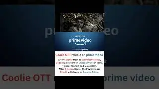 Coolie OTT release on prime video #shorts #trending #viral #rajinikanth #primevideo #lokeshkanagaraj