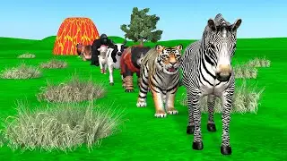 Paint & Animals Mammoth,Gorilla,Lion,Duck,Cow,Panda Fountain Crossing Transformation Animal Cartoon
