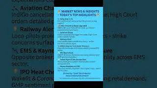 🔥 Market News & Insights &ndash; Today&rsquo;s Top Highlights, Tamil Stock Mentor.