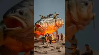 miniature people are cooking fish #fish #fishing #fishwatching