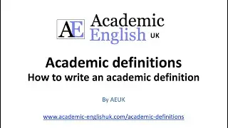 Academic Definitions - how to write an academic definition.