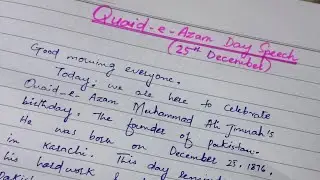 Quaid e Azam Day Speech In English | 25th December Quaid Day Speech