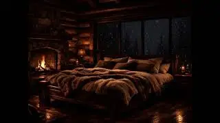 Deep Sleep in a Winter Cabin | Crackling Fire & Snowy Night Ambience