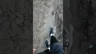 Nike in mud/snow during run (POV)