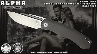 BergBlades: Alpha Frame Lock - Sandblast Stonewash Titanium Satin Magnacut