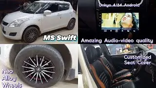 SWIFT modified with the best Neo Alloy Wheels, Onkyo Android & custom fit seat covers 📞9845049211