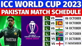 ICC ODI World Cup 2023 Pakistan Schedule | Pakistan ODI World Cup 2023 Schedule | Pakistan Schedule