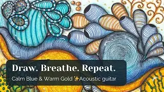 Relaxing Reverse Coloring | Calm Blue & Warm Gold - Slow Mindful Drawing (No Talking)