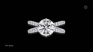 Round Brilliant Cut Diamond Engagement Ring | White Gold Split Shank  #IvevarLuxury #USA