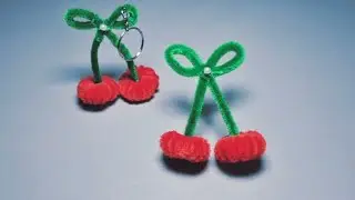 Cherry tutorial from wire bristles || how to make pipe cleaner cherry keychain || bag keychain