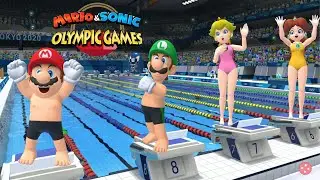Swimming 100m Very Hard Gameplay Mario & Sonic At The Olympic Games Tokyo 2020 Mario +++ Waluigi & W